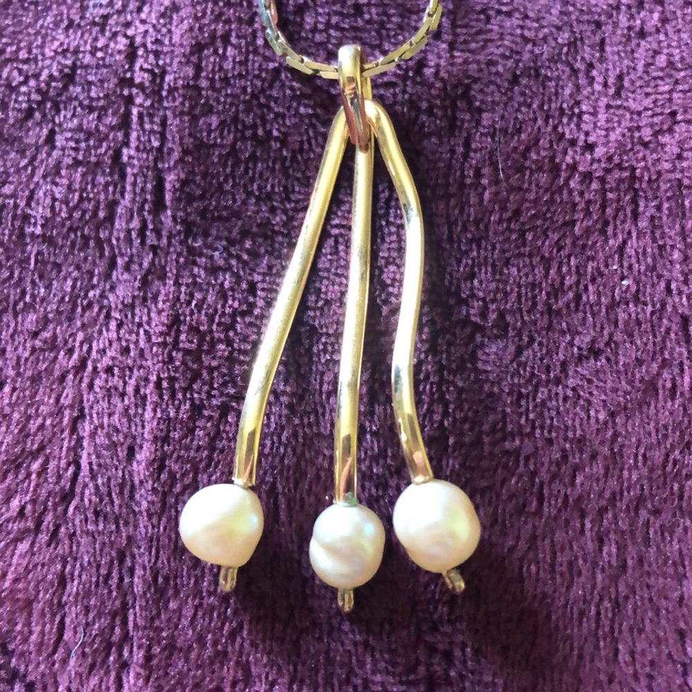 Vintage Napier Faux Pearl Necklace and Bracelet w/Intertwined Chains - Picture 11 of 13